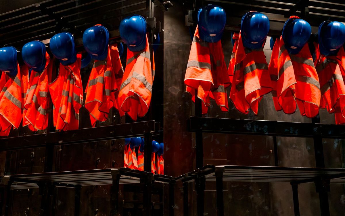 Uniforms and protective gear, real setting, natural light